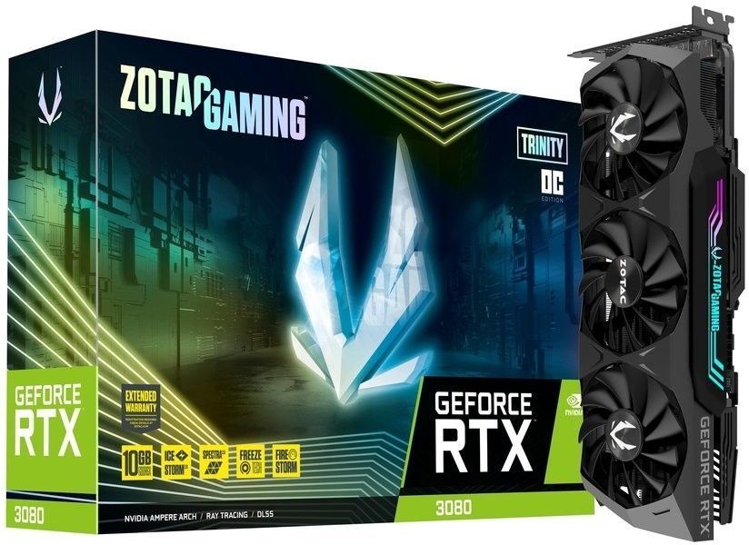 Видеокарта Zotac GAMING GeForce RTX 3080 Trinity OC LHR (ZT-A30800J-10PLHR) zx1er3fg5dc0xc0 фото