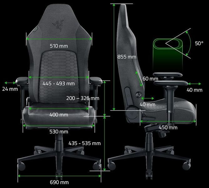 Кресло RAZER Iskur V2 Fabric (RZ38-04900300-R3G1) 66811 фото