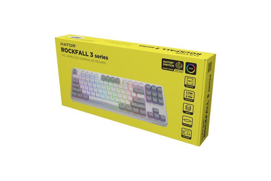 Клавиатура HATOR Rockfall 3 Mecha TKL wireless orange (HTK851UA) white QMK/VIA 66995 фото