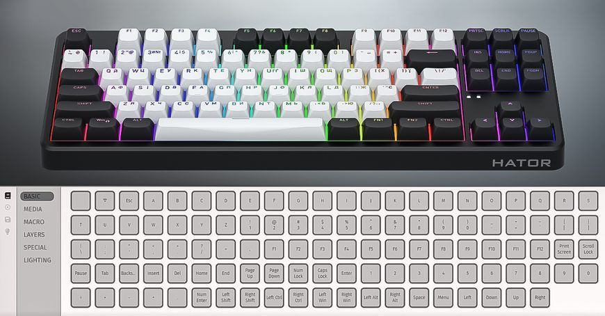 Клавіатура HATOR Rockfall 3 Mecha TKL wireless orange (HTK850EU) black UK-ISO QMK/VIA 67352 фото