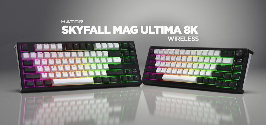 Клавіатура HATOR Skyfall 65 MAG ULTIMA 8K wireless (HTK3860) black-white US layout 67563 фото